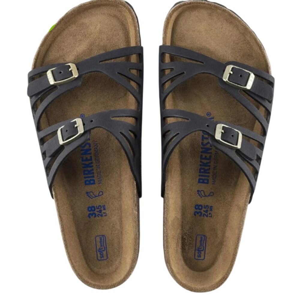 Birkenstock Granada Sandals in Black Birkibuck Size 39